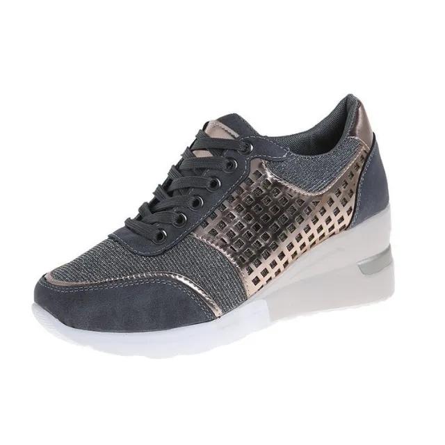 Sequined cutout heightened sneakers Grey - Shop at LoveMi