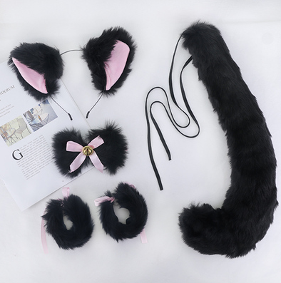 Lace cat fun suit bracelet headband cute bells cat girl black white