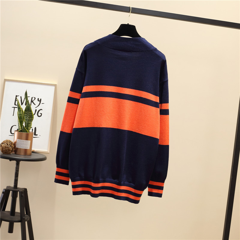 Knitted Sweater Women's Contrast Large Cardigan Coat