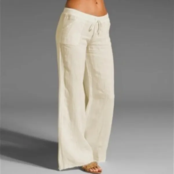 Women's high waist wide leg pants Beige - Shop at LoveMi