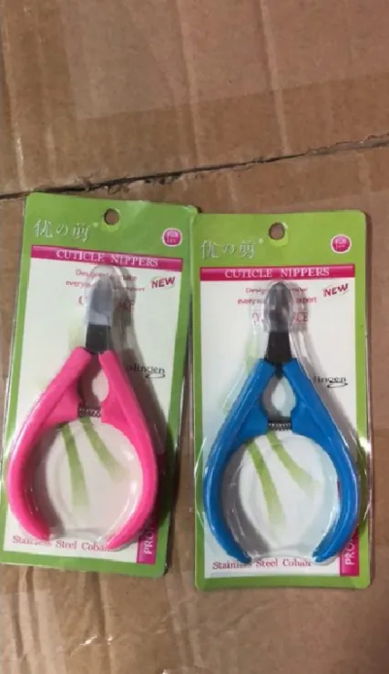 Manicure tool plastic handle dead skin scissors, nail art dead skin pliers trimmed dead skin knife Blue - Shop at LoveMi