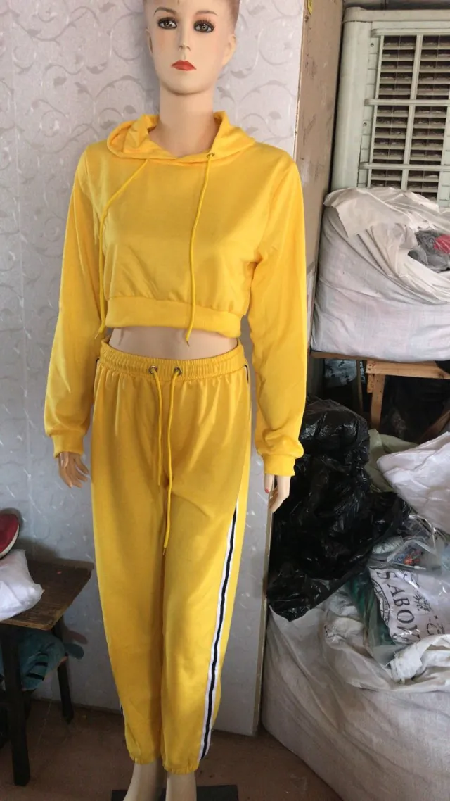 Hooded short sweater suit Yellow - Shop at LoveMi
