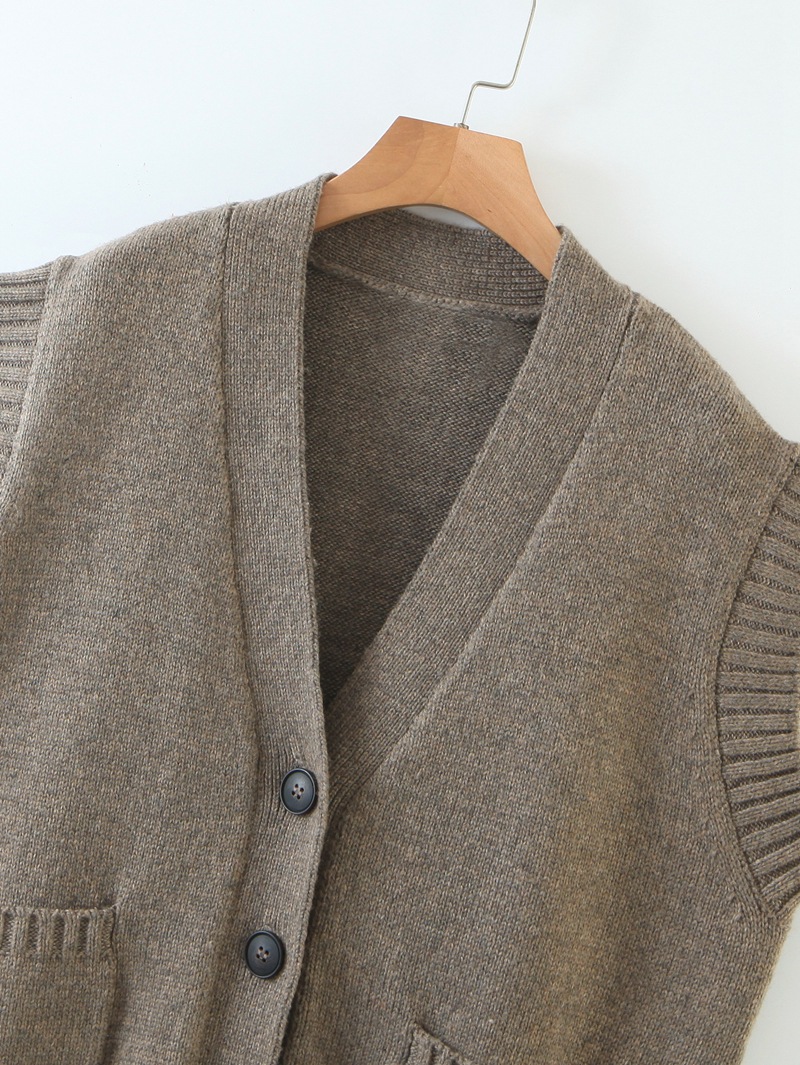 Autumn women's new style simple style sleeveless stretch knitted cardigan vest top