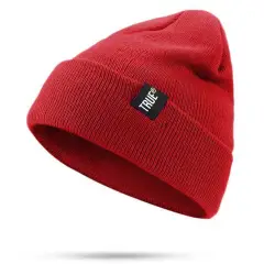 Fashionable hip hop autumn and winter warm knitted hat - Wine Red - View 1