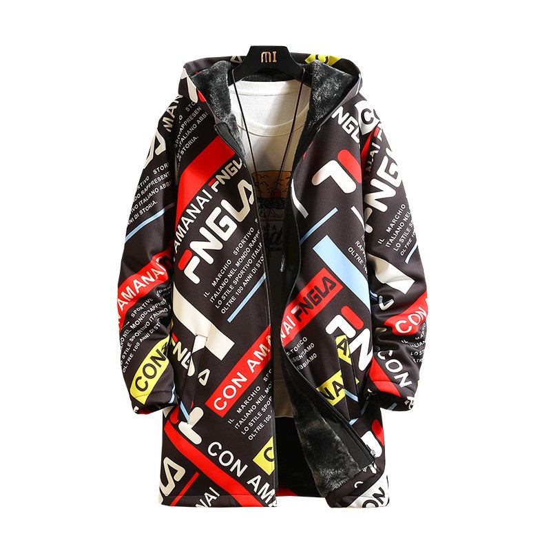 Men's hooded plus fleece padded outer