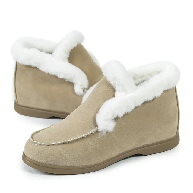 Women's Plus Size Suede Warm Winter Boots Cream - Shop at LoveMi