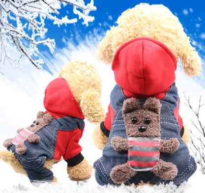 Dog clothes pet thickened four legged cotton four legged bear pet supplies Red - Shop at LoveMi