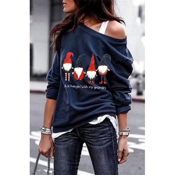 Women's oblique shoulder casual sweater