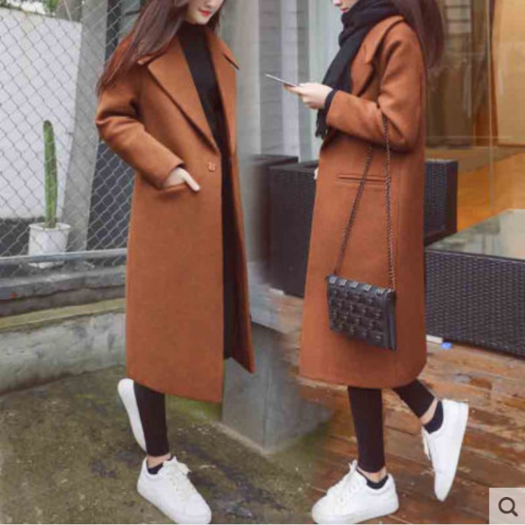 Women's mid-length woolen coat