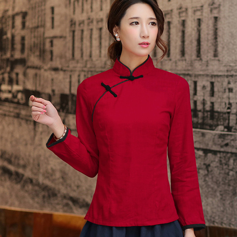 Shirt female student cotton and linen long sleeve