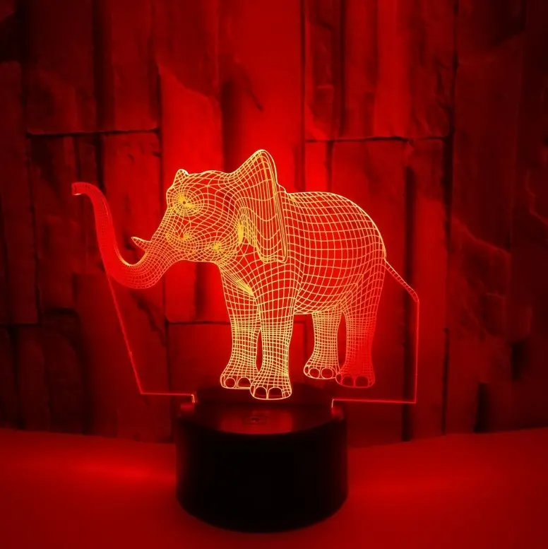 New elephant 3D light Colorful touch LED