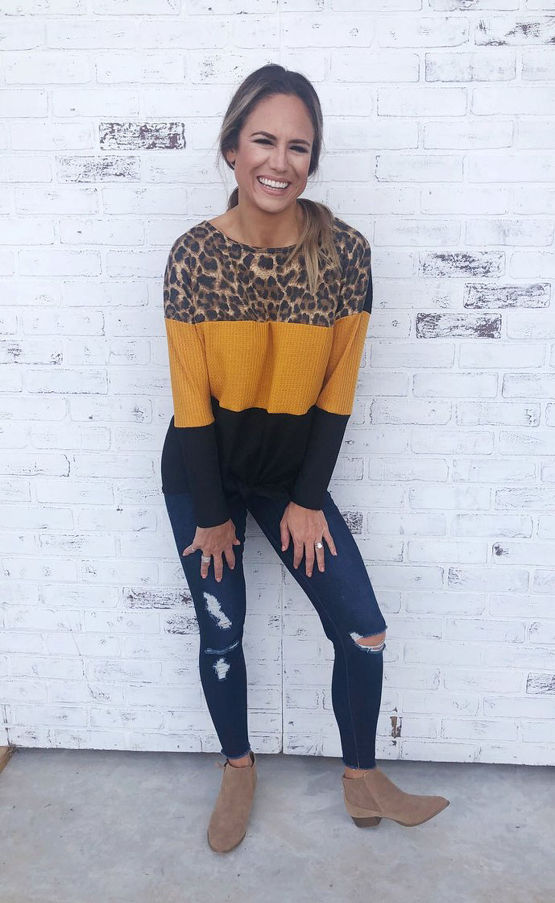 Leopard-print casual sweater
