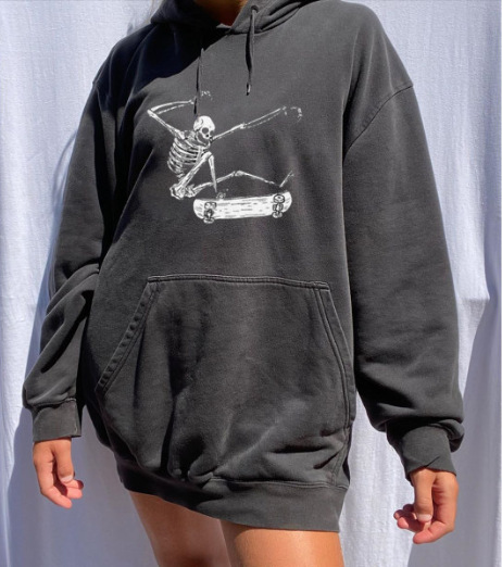 Casual skull print hoodie