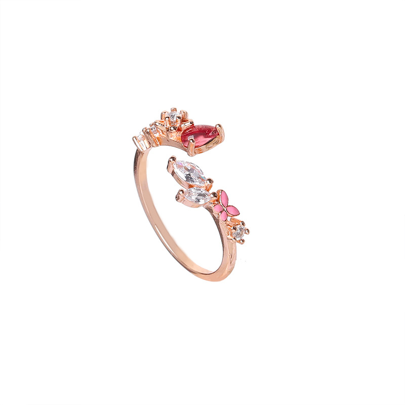 Flower crystal adjustable ring