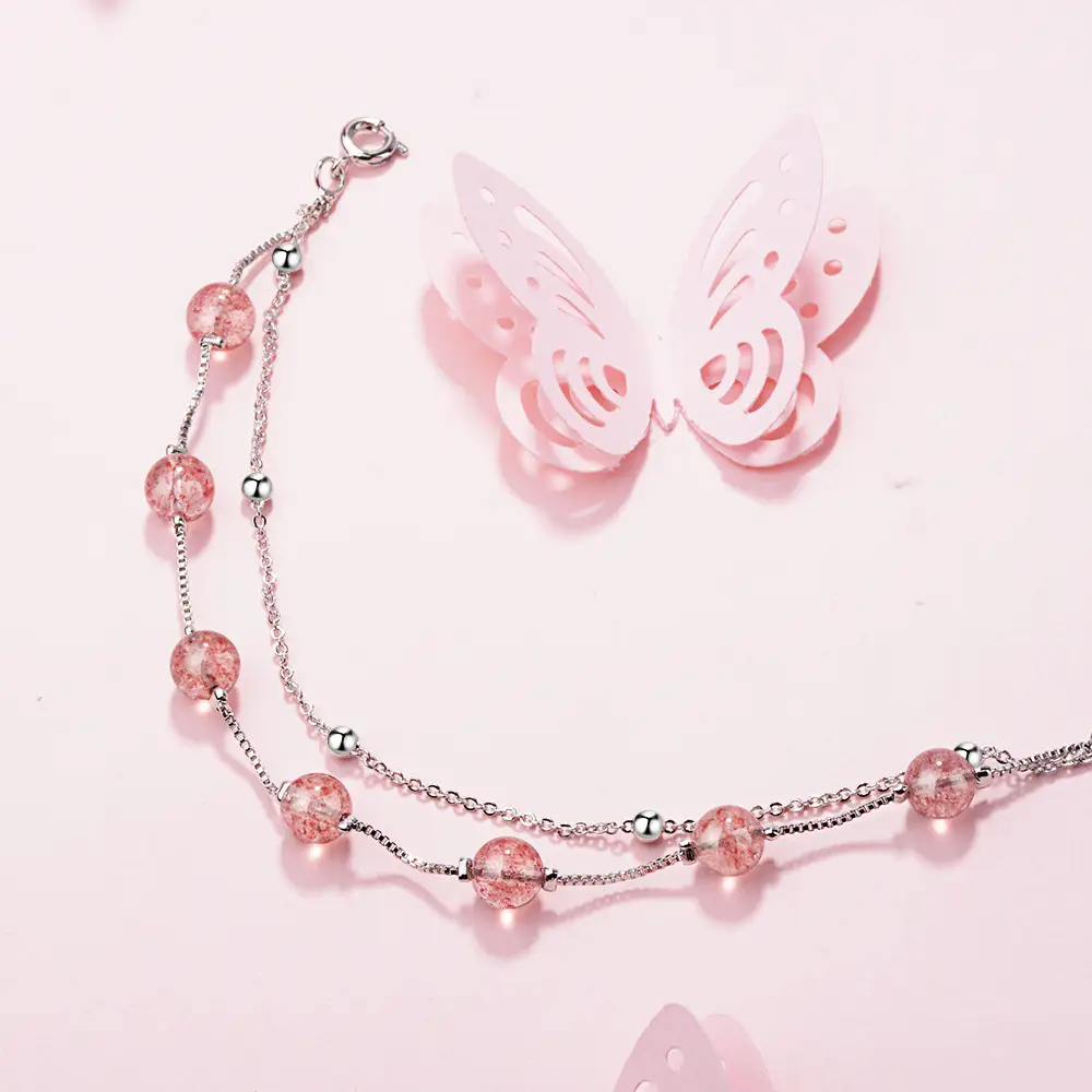 Double pink crystal bracelet