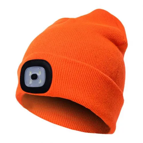 LED Knit Hat Button Cell Type Knitted Hat With Light Glowing Orange - Shop at LoveMi