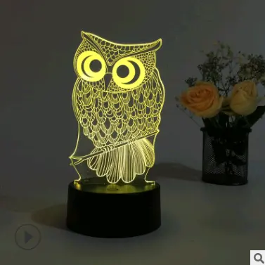 Led night light owl 3D table lamp