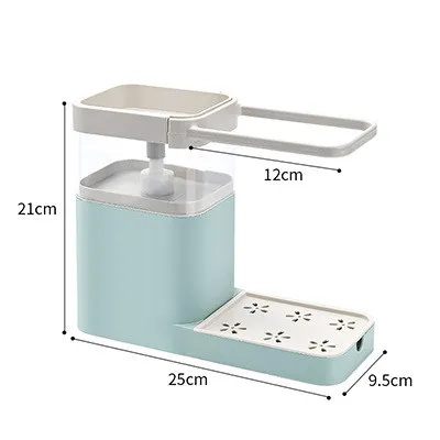 Dishwashing Brush Pot Artifact Pressing Liquid Box Sponge Wipe Combination Kitchen Dishwasher Automatic Liquid Cleaning Brush - Green