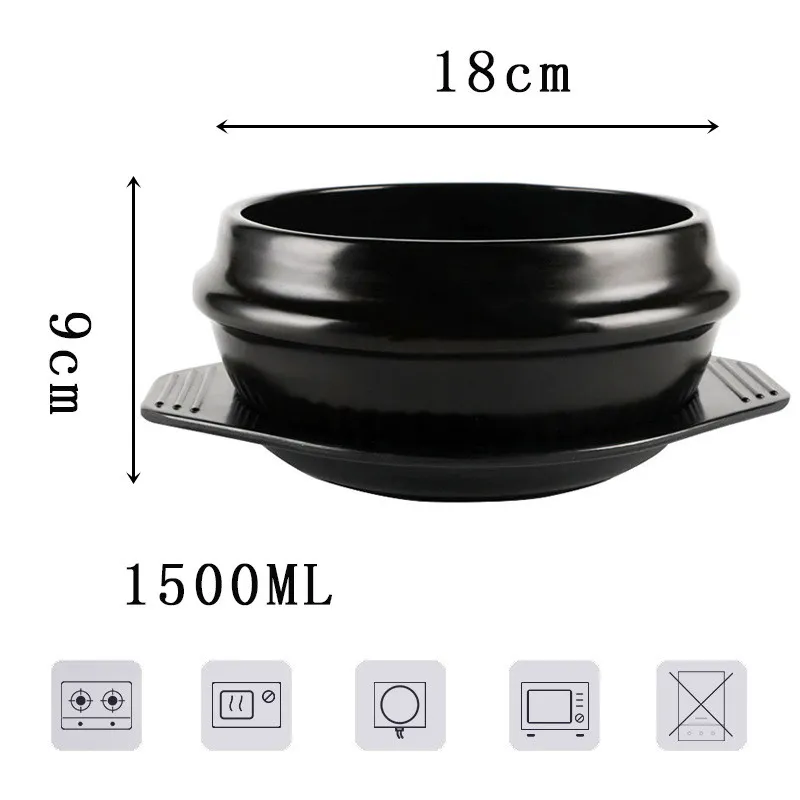 Korean Bibimbap Ceramic Potato Powder Boiled Instant Noodle Bowl Casserole - H