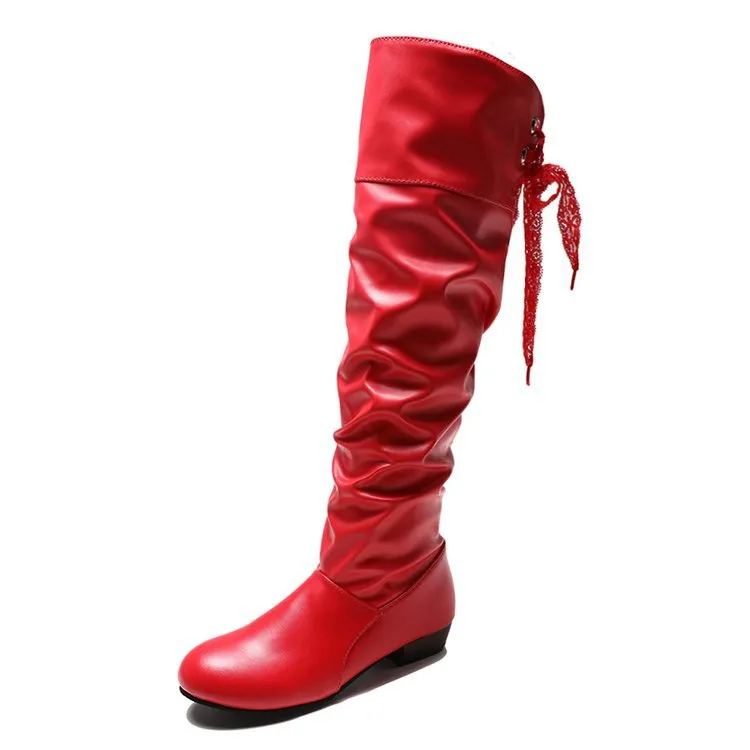 Block heel high boots - Red