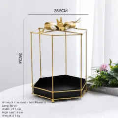 Creative metal crafts golden bow cake tray wrought iron wedding decoration props festive flower tray - Flower Cake - View 1