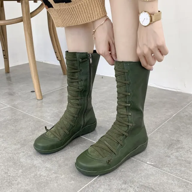 Long low heel Martin boots Green - Shop at LoveMi