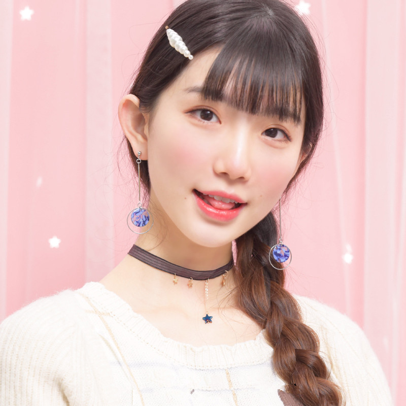 Haze blue fur ball earrings