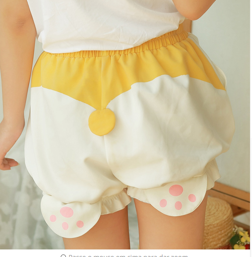 Japanese anime surrounding pumpkin pants Keji ass underwear two soft sister leggings shorts super cute Yellow - Shop at LoveMi