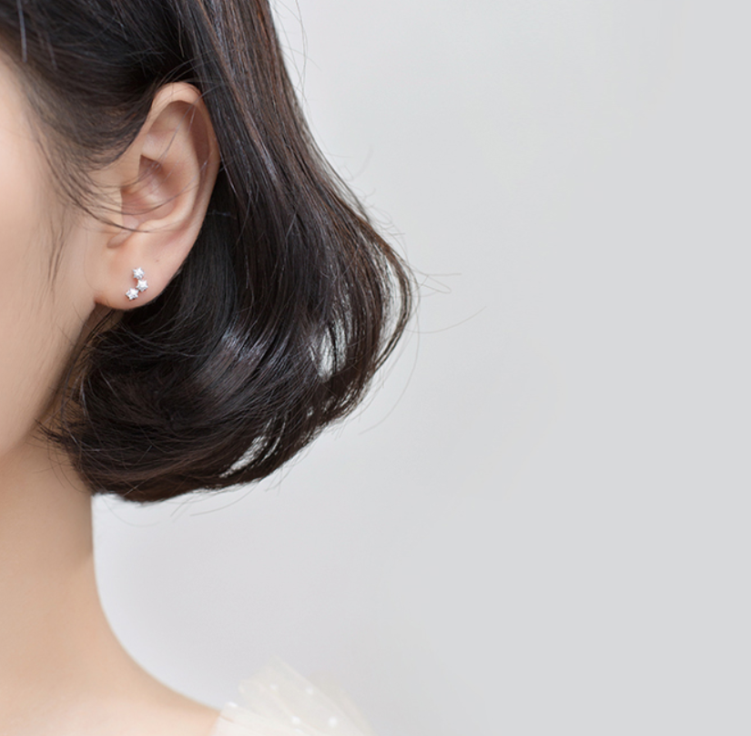 Full Diamond Pentagram Sweet Mini Star Earrings