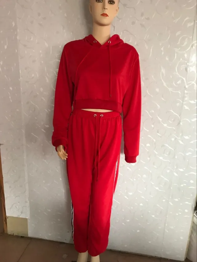 Hooded short sweater suit Red - Shop at LoveMi