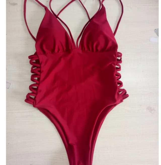 Side Laced One Piece Swimsuit Red - Shop at LoveMi