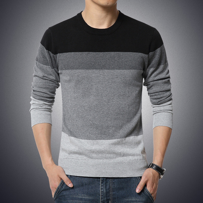 Korean striped color-block sweater