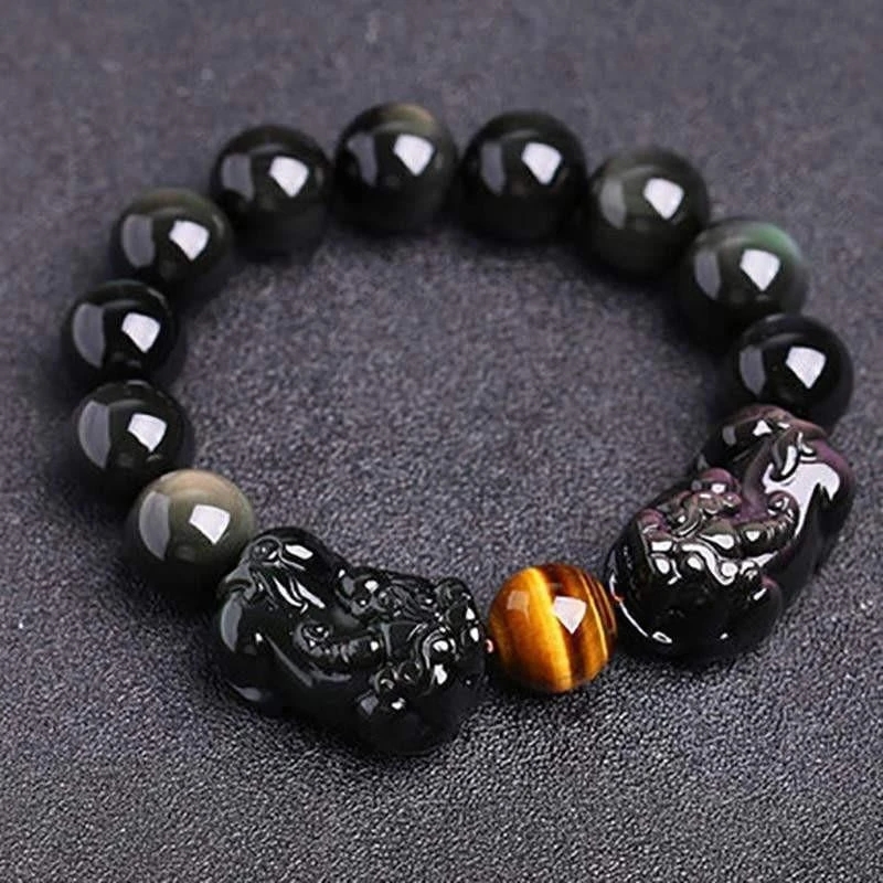 Obsidian and tiger eye bracelet