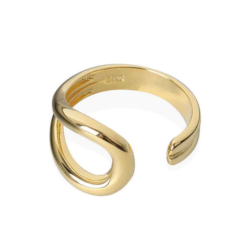 Women's geometric hollow glossy ring