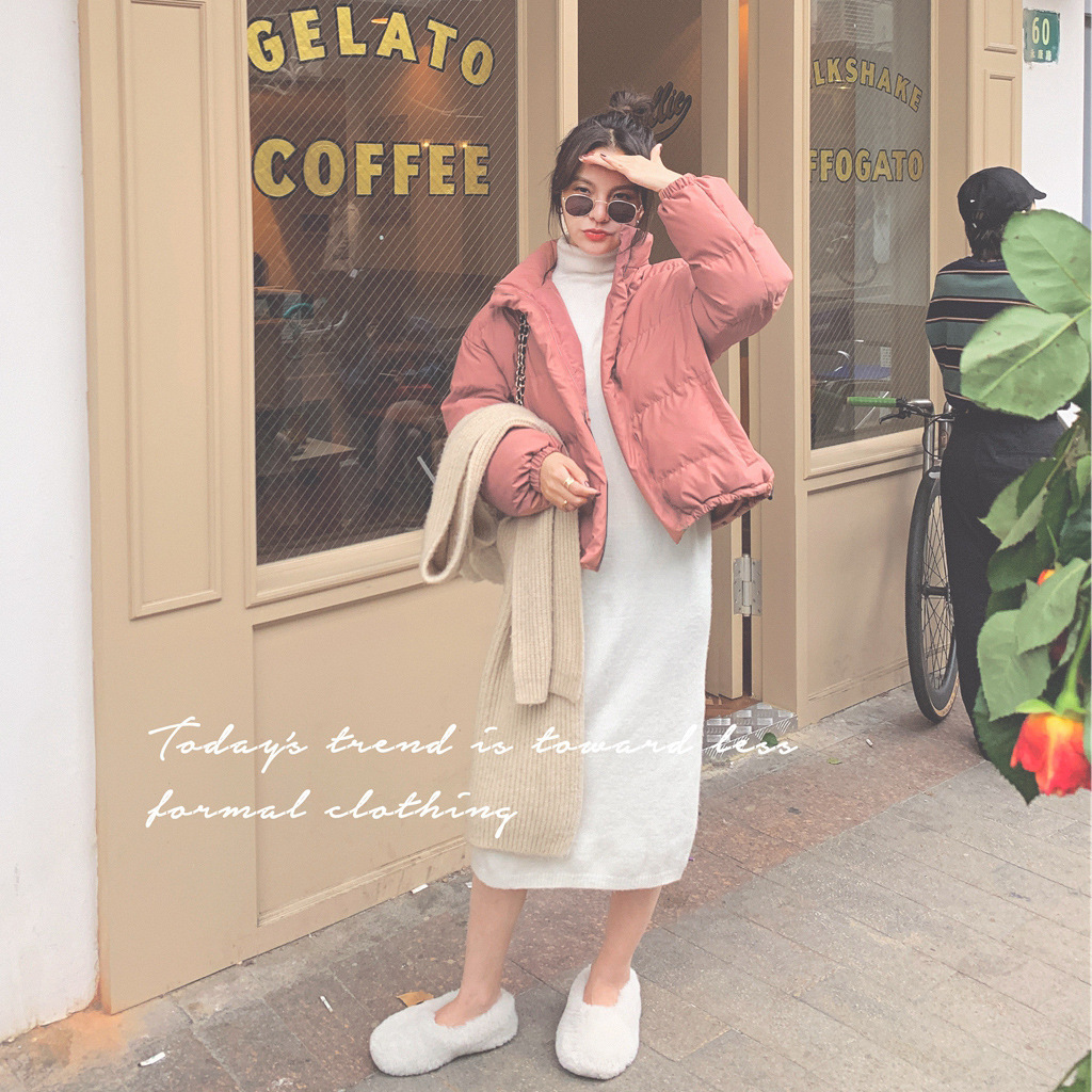 Women's Stand-up Collar Drawstring Bread Coat