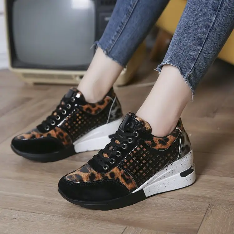 Sequined cutout heightened sneakers