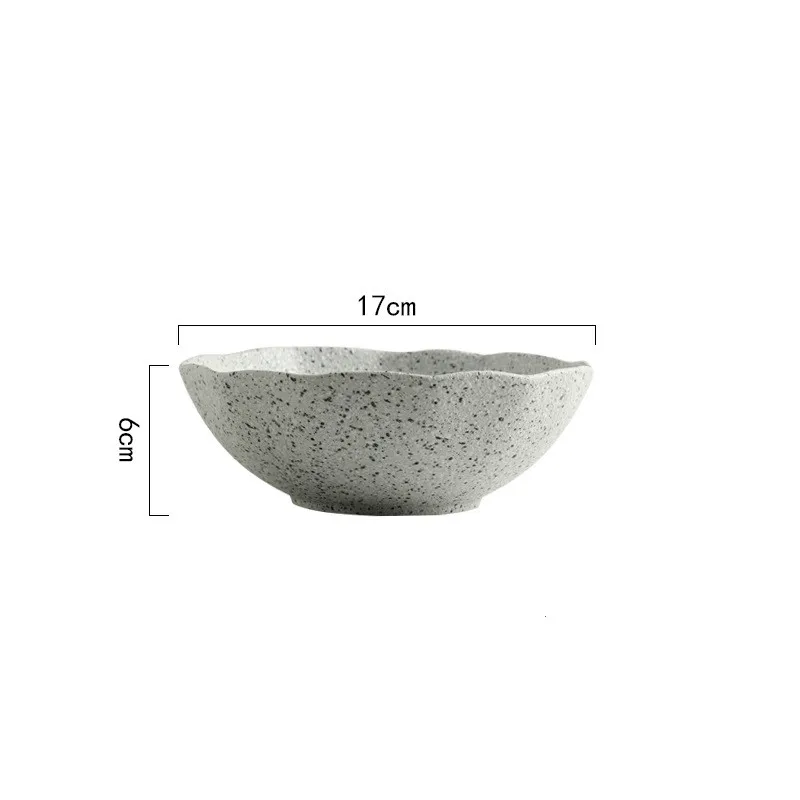 Nordic granite pattern tableware creative lotus leaf ceramic plate - 7 Inch Soup Bowl