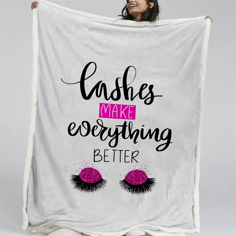 Eye Blanket Digital Printing Thick Double Layer Air-conditioning Quilt Blanket - Pink