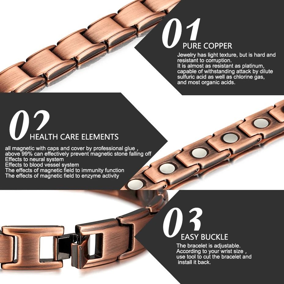 Pure Copper Magnetic Therapy Bracelet for Arthritis