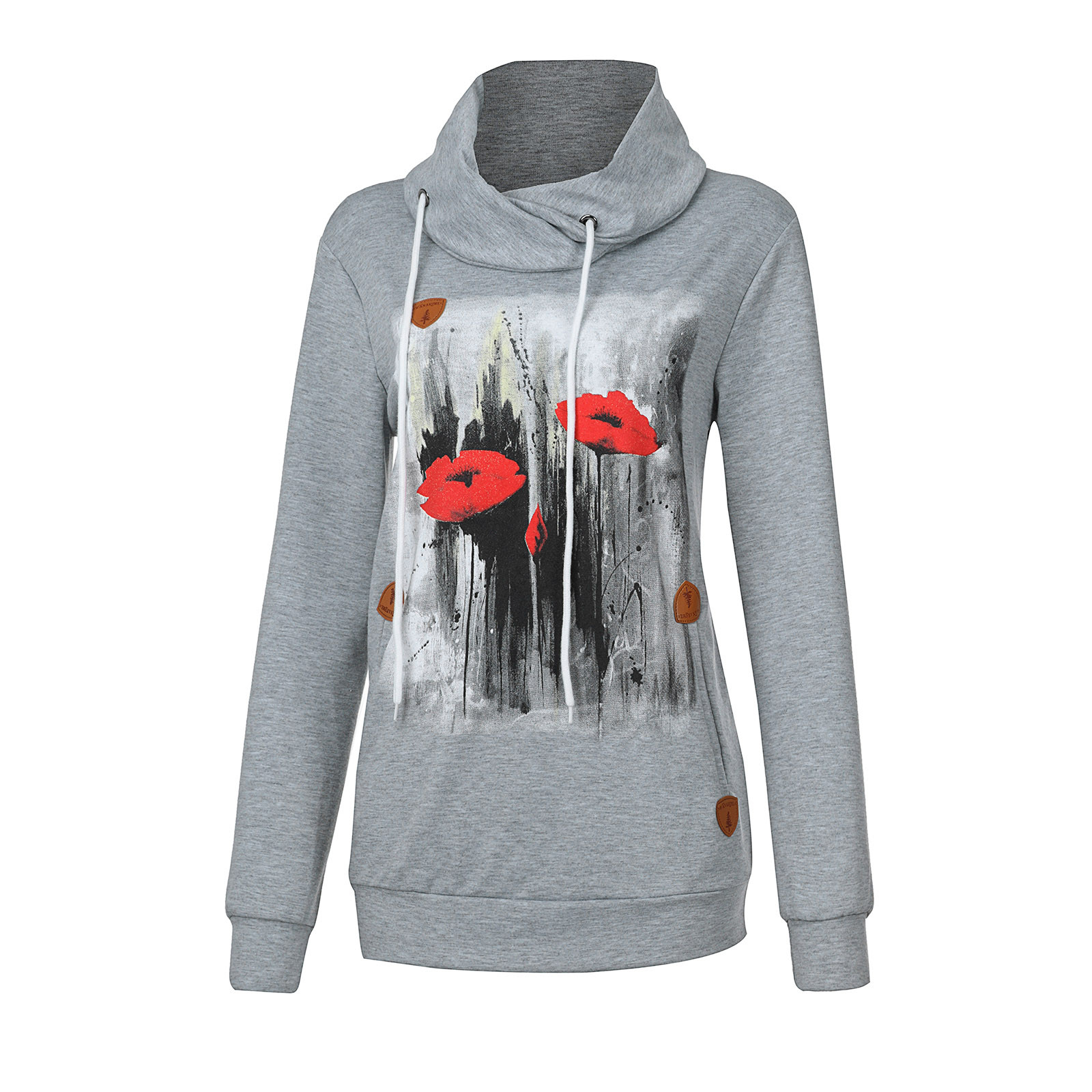 Splicing round collar turtleneck and long sleeves