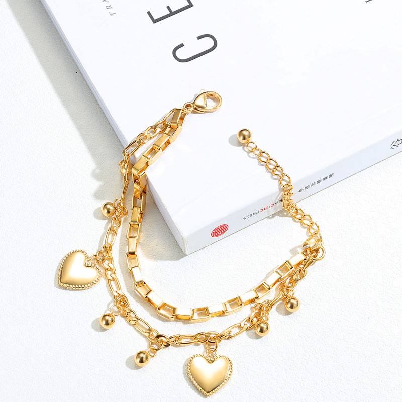 Multi-Layer Stainless Steel Love Heart Bead Bracelet