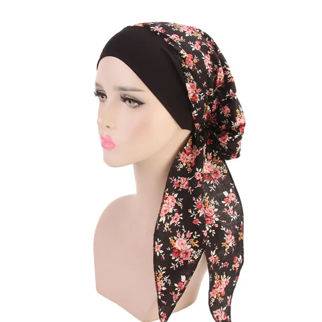 Elastic bandana hat Safflower On Black - Shop at LoveMi