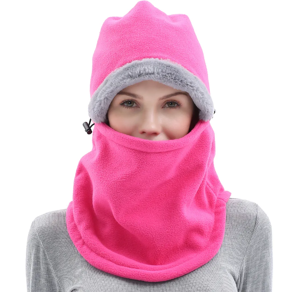 Thermal mask fleece riding cap - Rose Red