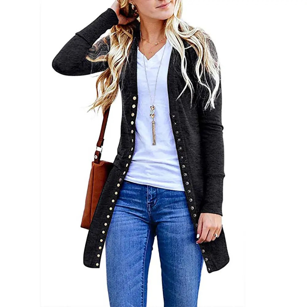 Mid-length knitted cardigan