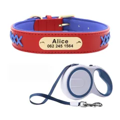 Collar Large And Medium Dog Lettering Anti-lost - Red Telescopic Suit - View 1
