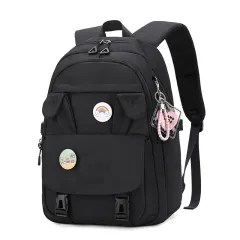 Rabbit Ears Large Capacity Junior High School Student Backpack - Black - View 1