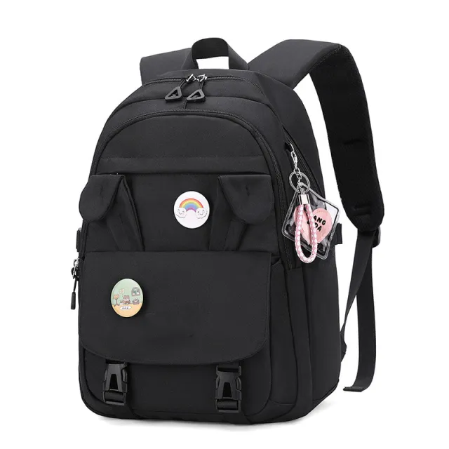 Rabbit Ears Large Capacity Junior High School Student Backpack Black - Shop at LoveMi