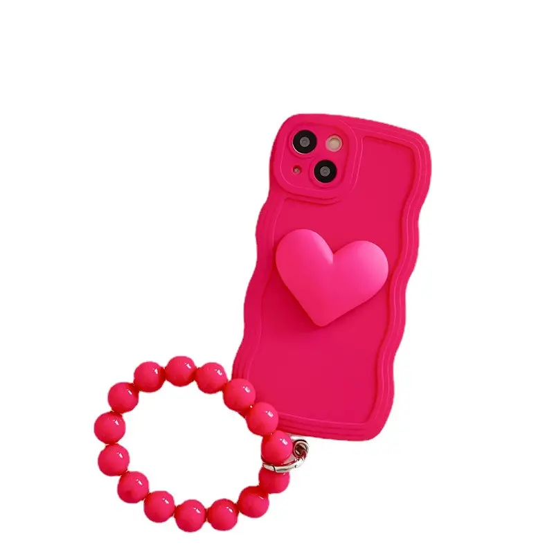 Wavy Edge Suitable For Mobile Phone Case Silicone Three-dimensional Love Ball Chain