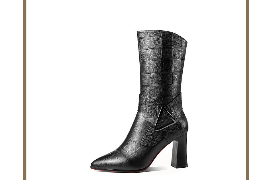 Title 5, Damen High Heels spitz Mitteltube Stiefel mit d...