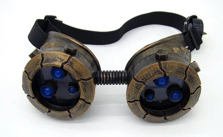 BadBoyStudio steampunk glasses cyber glow mask gas mask - Golden Blue
